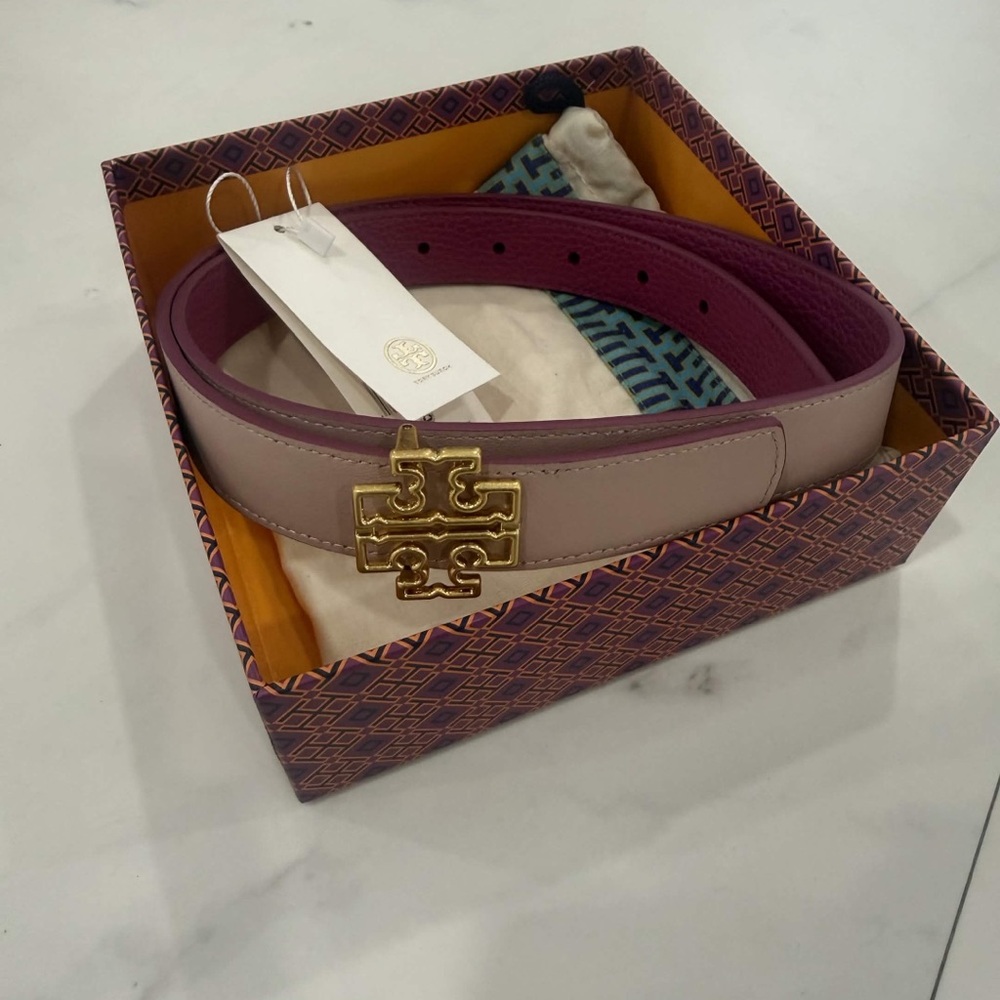 Tory Burch 1” Double T Reversible Belt Women’s Size Small
